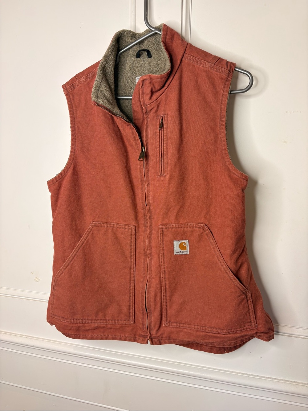 Vintage Rose Carhartt Sherpa lined Mock neck Vest